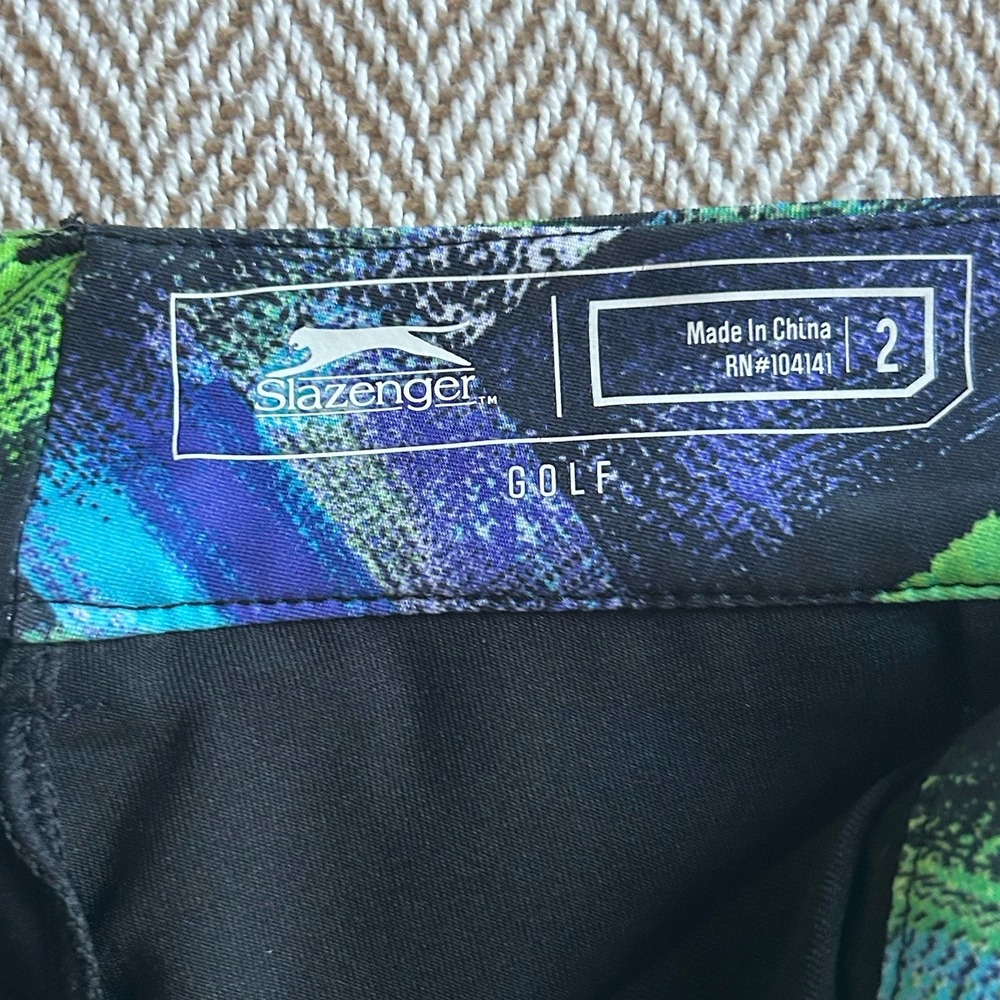 Slazenger Golf Skort Women 2 Abstract Brushstroke Lined Skirt Retro Performance - Picture 4 of 5
